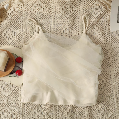 Fairy Mesh Patchwork Short Camisole
