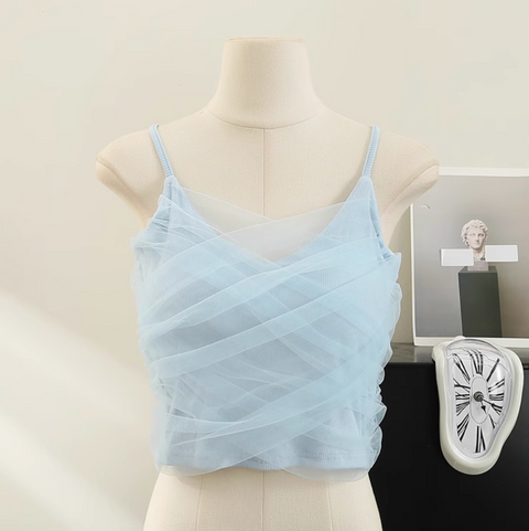 Fairy Mesh Patchwork Short Camisole