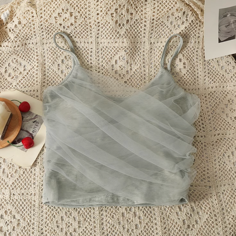 Fairy Mesh Patchwork Short Camisole