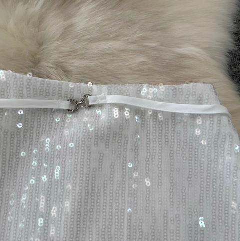 Sequined Camisole & Mesh Skirt White 2Pcs