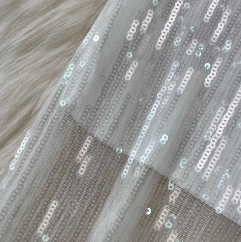 Sequined Camisole & Mesh Skirt White 2Pcs