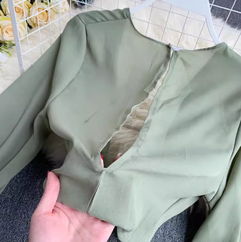 Flared-sleeve Shirt & Shorts Chiffon 2Pcs