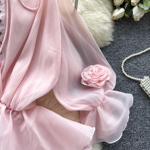 Sweetie Lace-up Ruffled Chiffon Shirt