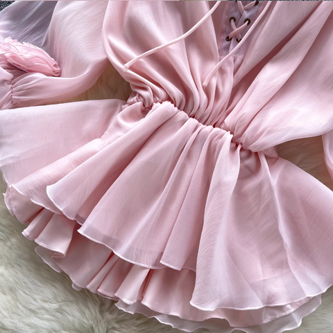 Sweetie Lace-up Ruffled Chiffon Shirt