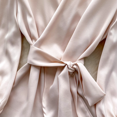 V-neck Knotted Lace-up Satin Shirt