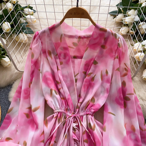 French Style Ruffled Floral Dress