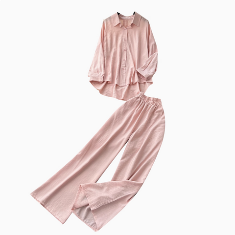 Shirt & Wide-leg Trousers Comfort 2Pcs