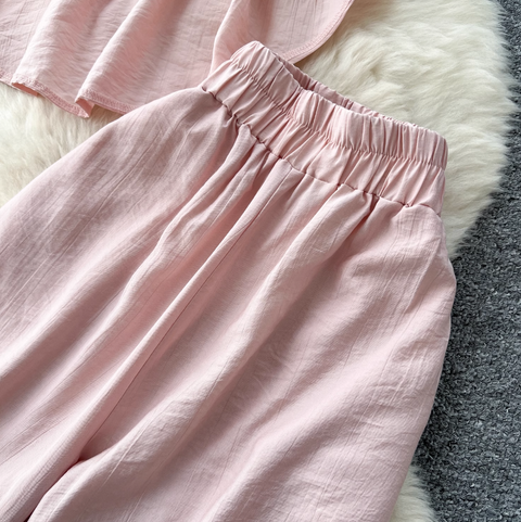 Shirt & Wide-leg Trousers Comfort 2Pcs