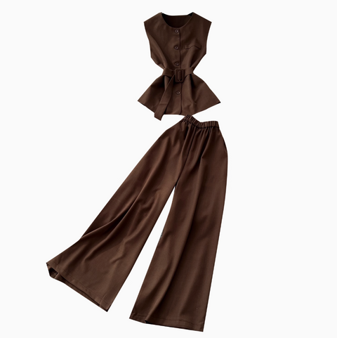 Sleeveless Top & Wide-leg Trousers 2Pcs