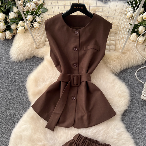 Sleeveless Top & Wide-leg Trousers 2Pcs