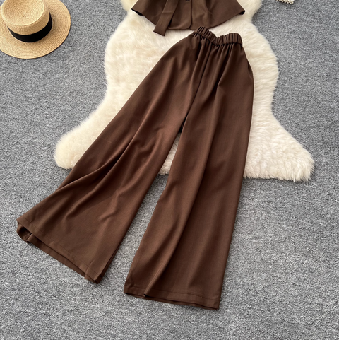 Sleeveless Top & Wide-leg Trousers 2Pcs