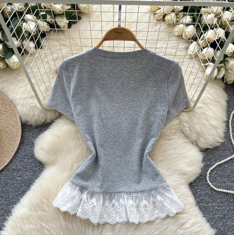 Faux Two-pieces Mesh Patchwork Shirt