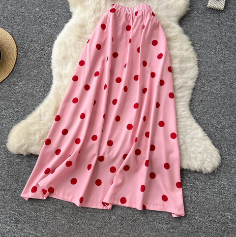 Polka Dot Printed Shirt & Skirt 2Pcs