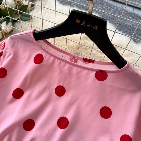 Polka Dot Printed Shirt & Skirt 2Pcs