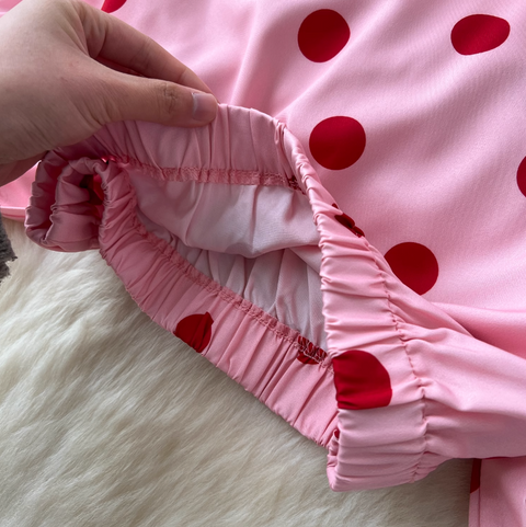 Polka Dot Printed Shirt & Skirt 2Pcs