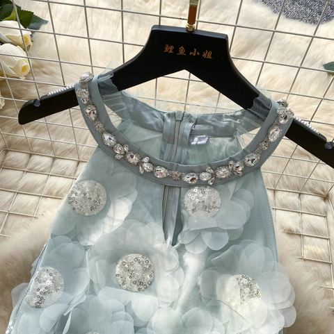 Premium Beaded Embroidery Halter Dress