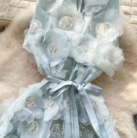 Premium Beaded Embroidery Halter Dress