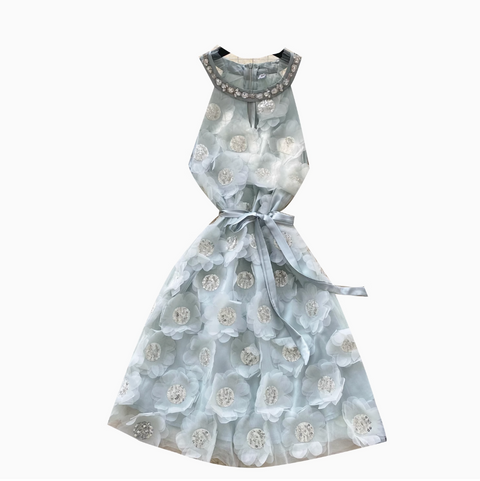 Premium Beaded Embroidery Halter Dress