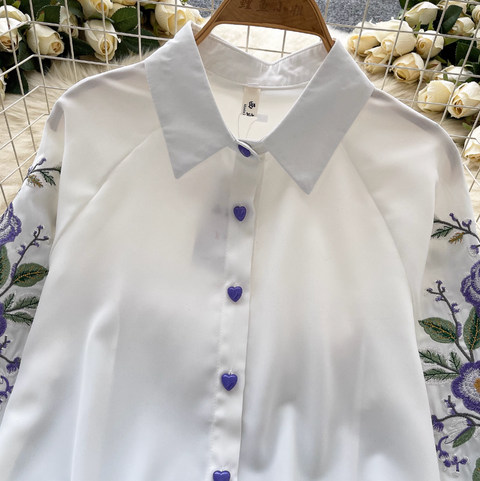 Ethnic Style Embroidered Loose-fit Shirt