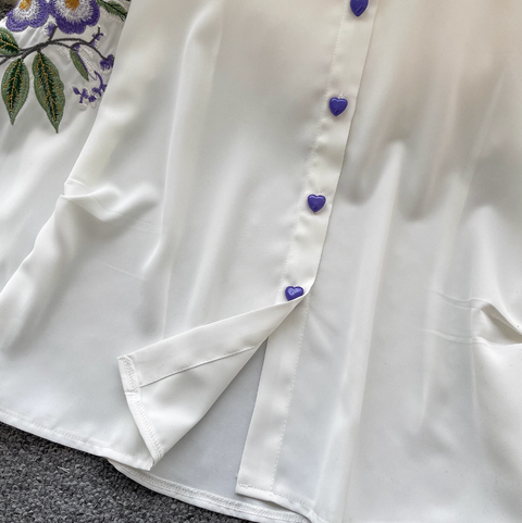 Ethnic Style Embroidered Loose-fit Shirt