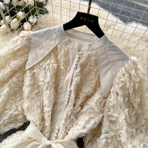 Courtly 3D Ruffled A-line Dress