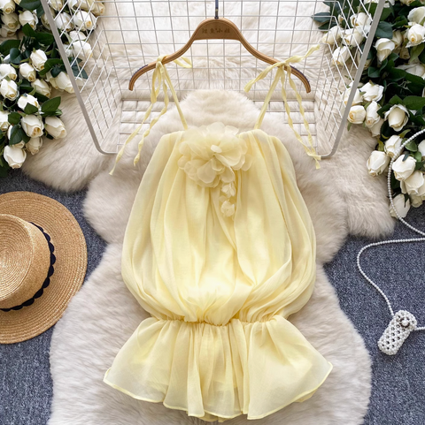 Fairy Lace-up Ruffled Chiffon Camisole