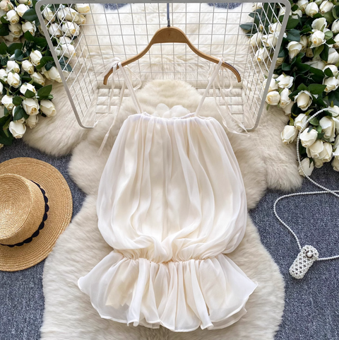 Fairy Lace-up Ruffled Chiffon Camisole