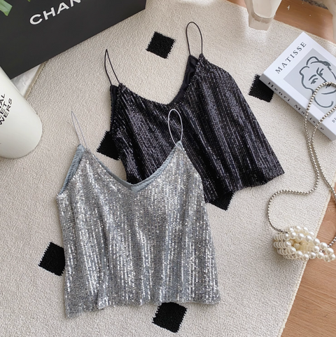 Chic Sequined Lace Patchwork Camisole