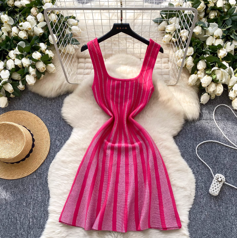 Square Neckline Glossy Slip Dress