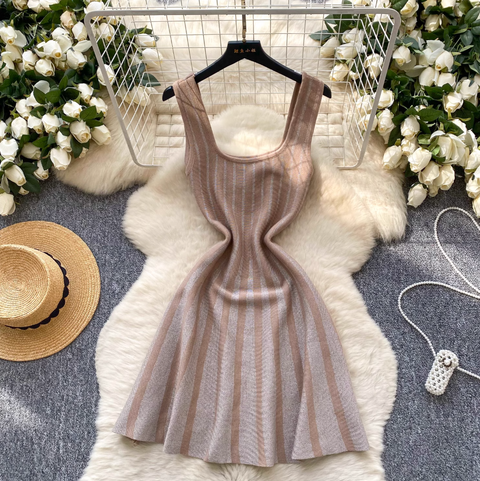 Square Neckline Glossy Slip Dress