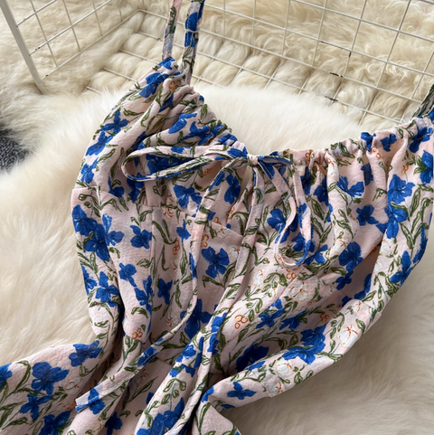 Irregular Design Floral Slip Dress