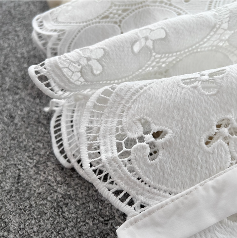 Doll-collar Top & Skirt White Lace 2Pcs