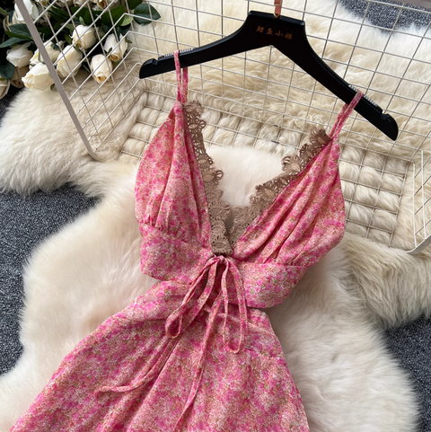 Irregular Design Lace Patchwork Floral Dress