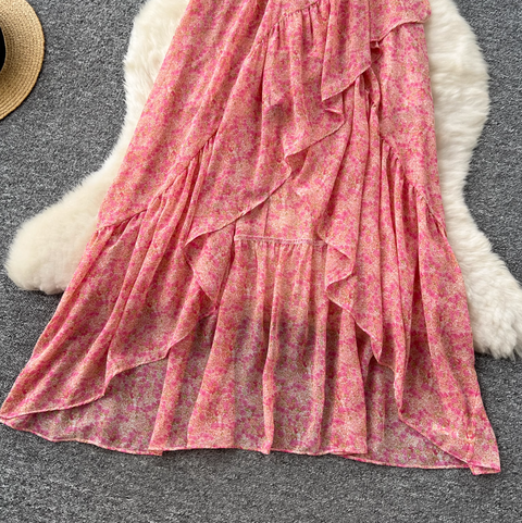 Irregular Design Lace Patchwork Floral Dress