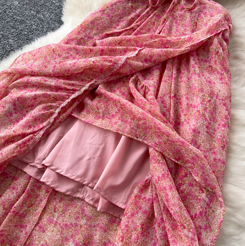 Irregular Design Lace Patchwork Floral Dress