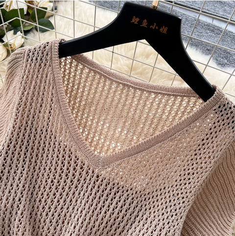 Hollowed Crochet Dress & Slip Dress 2Pcs