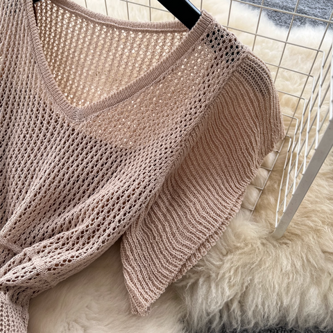 Hollowed Crochet Dress & Slip Dress 2Pcs