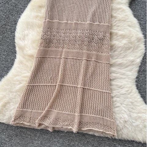 Hollowed Crochet Dress & Slip Dress 2Pcs