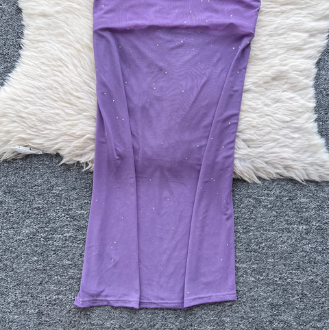 Sequined Knotted Mesh Slip Dress
