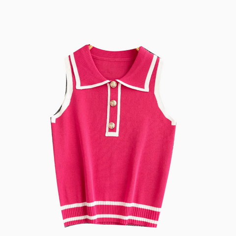 Simple Design Lapeled Knitted Vest