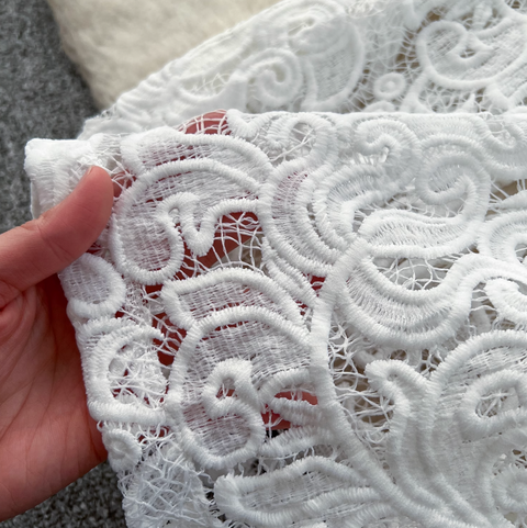 Elegant White Lace Embroidery Dress