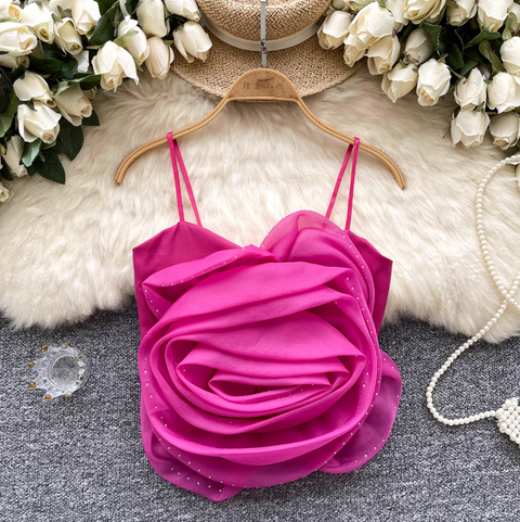 Rhinestone Studded 3d Floral Camisole