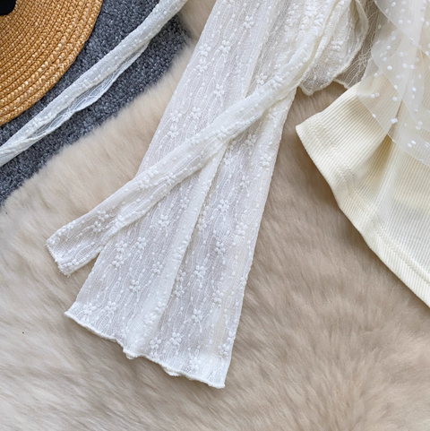 Lace Patchwork Camisole & Cardigan 2Pcs