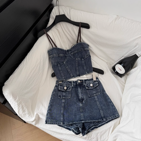 Denim Camisole & Skirt Chic 2Pcs