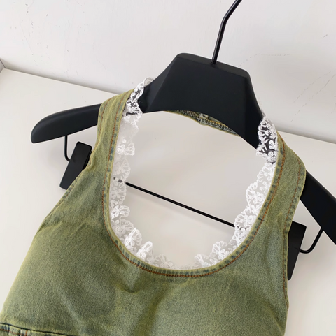 Chic Lace Trim Denim Camisole