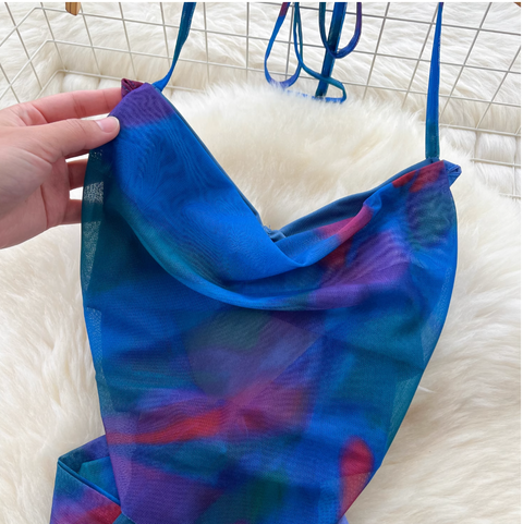 Tie-dye Halter Camisole & Skirt 2Pcs