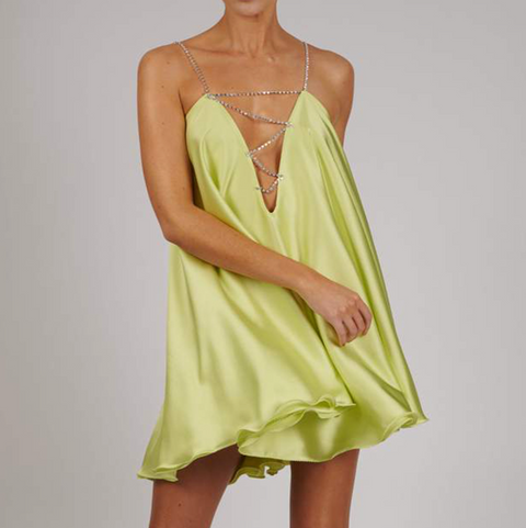 Deep V-neck Bead Chain Dress