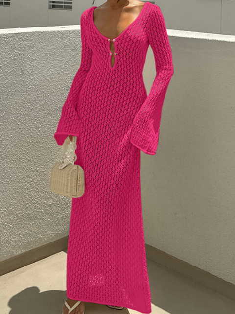 Openwork Texture Round-collar Dress