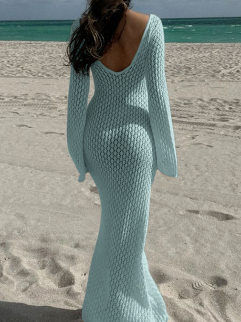 Openwork Texture Round-collar Dress