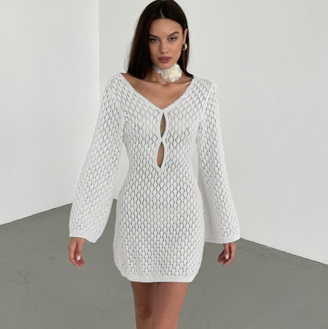 Hollowed Bikini Outwear Short Dress